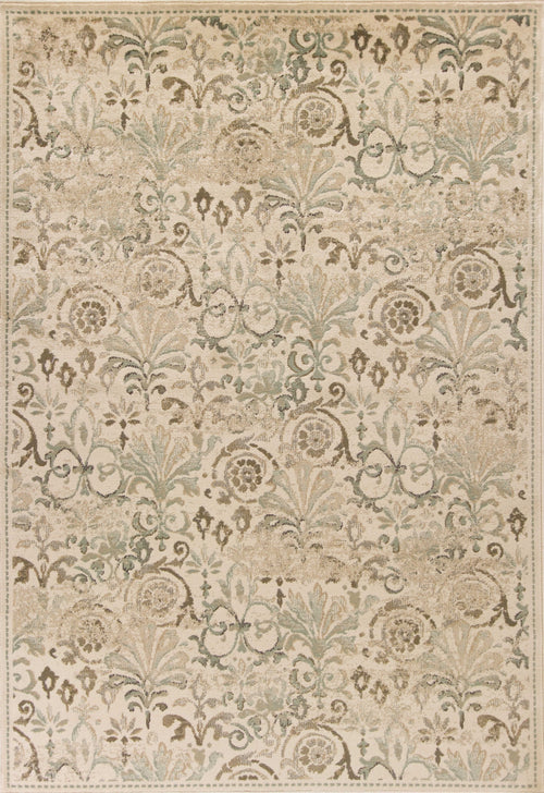 8'X11' Ivory Machine Woven Floral Traditional Indoor Area Rug