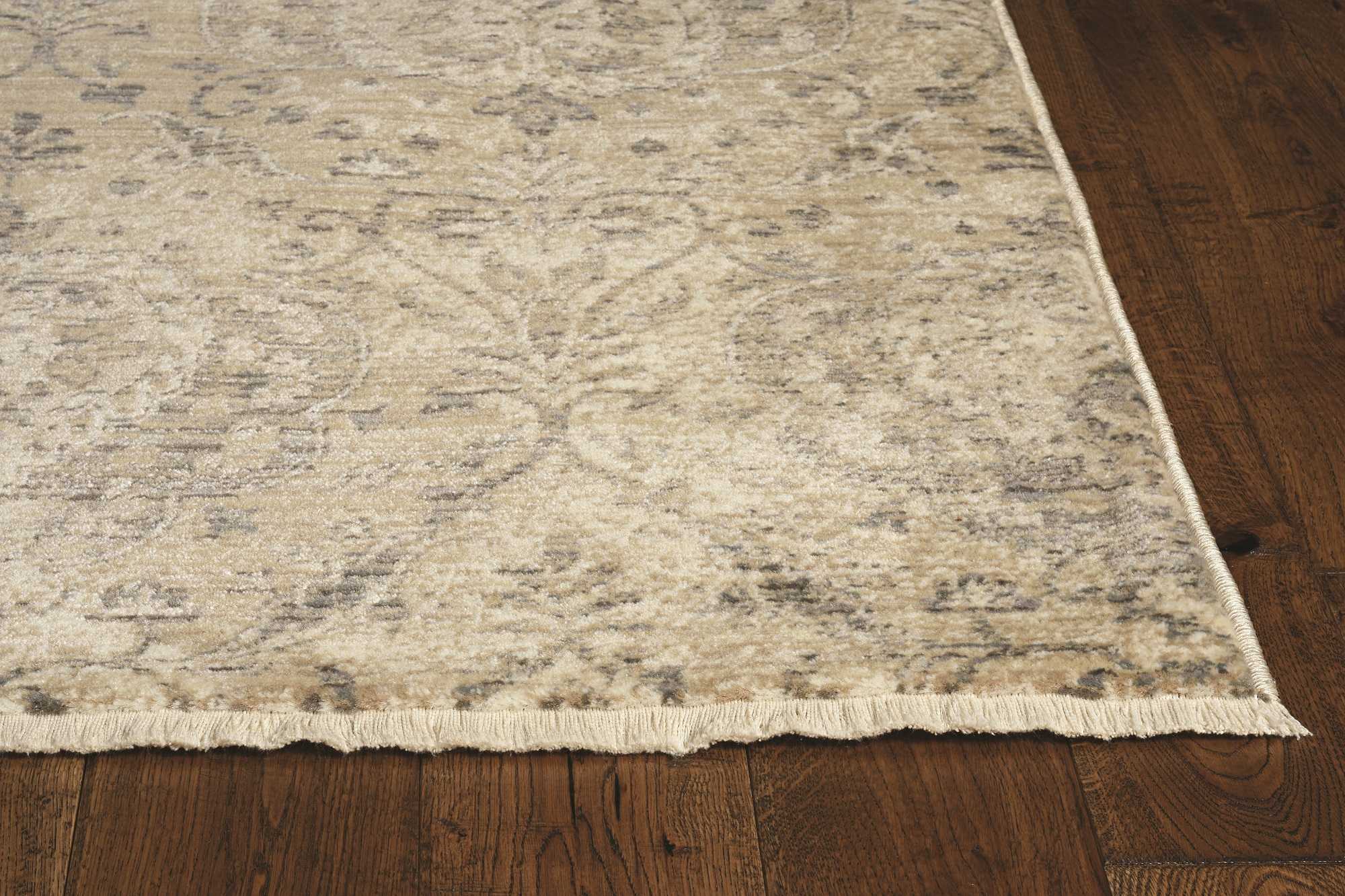 7' Round Beige Shells And Corals Indoor Area Rug