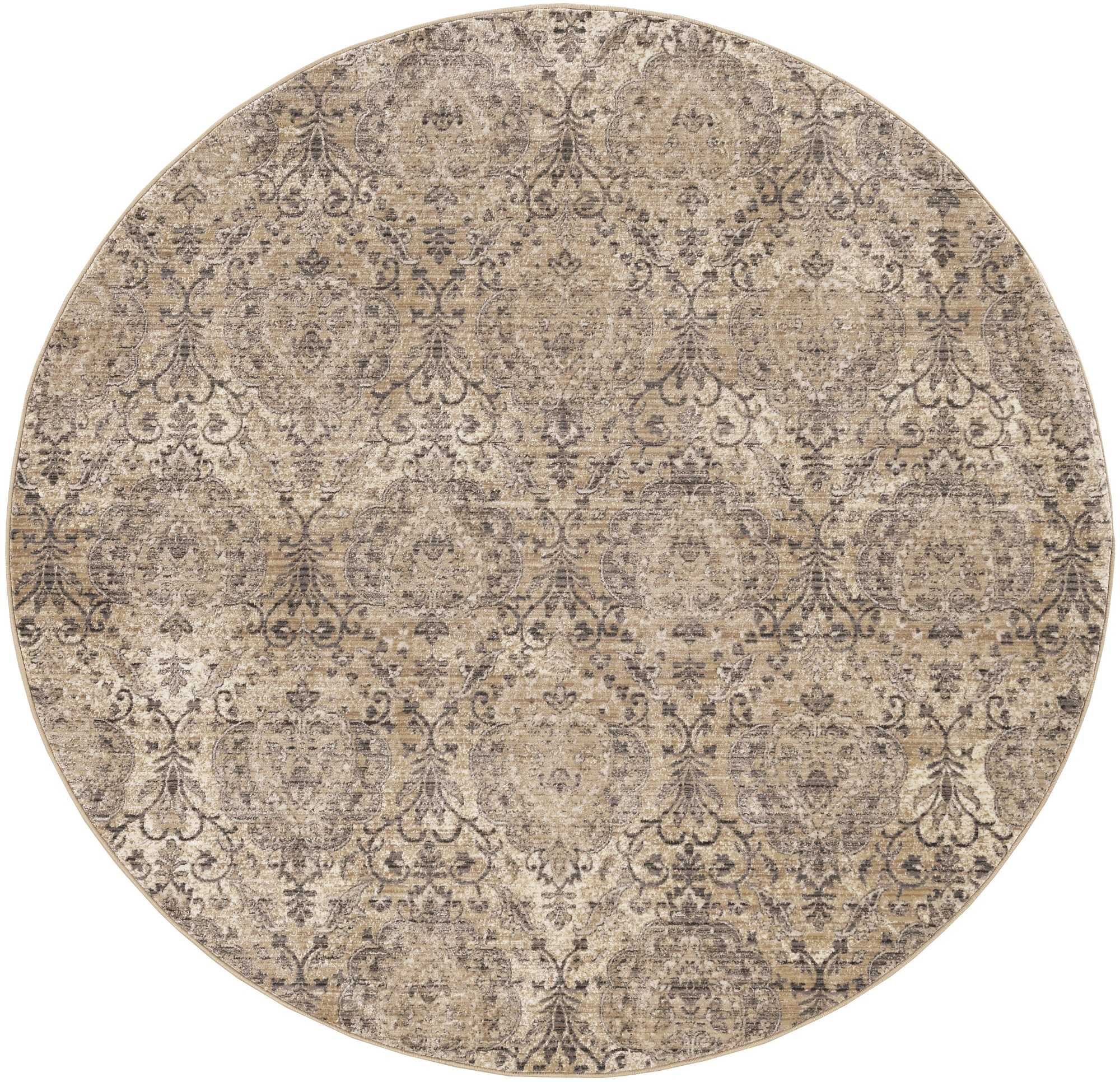 7' Round Beige Shells And Corals Indoor Area Rug