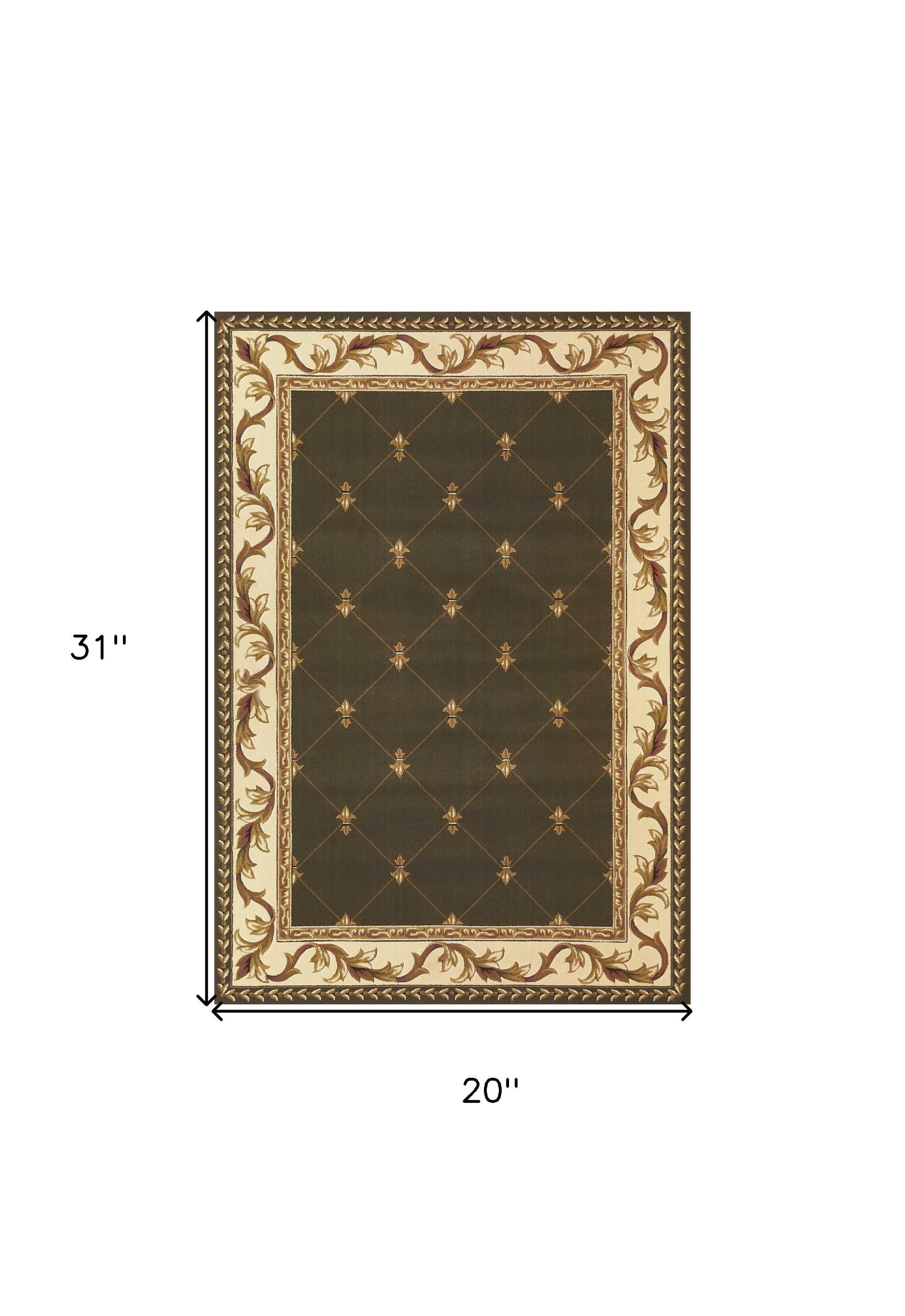 2' x 3' Green and Ivory Trellis Area Rug