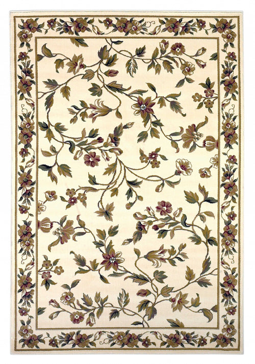 2'X3' Ivory Machine Woven Floral Vines Indoor Accent Rug