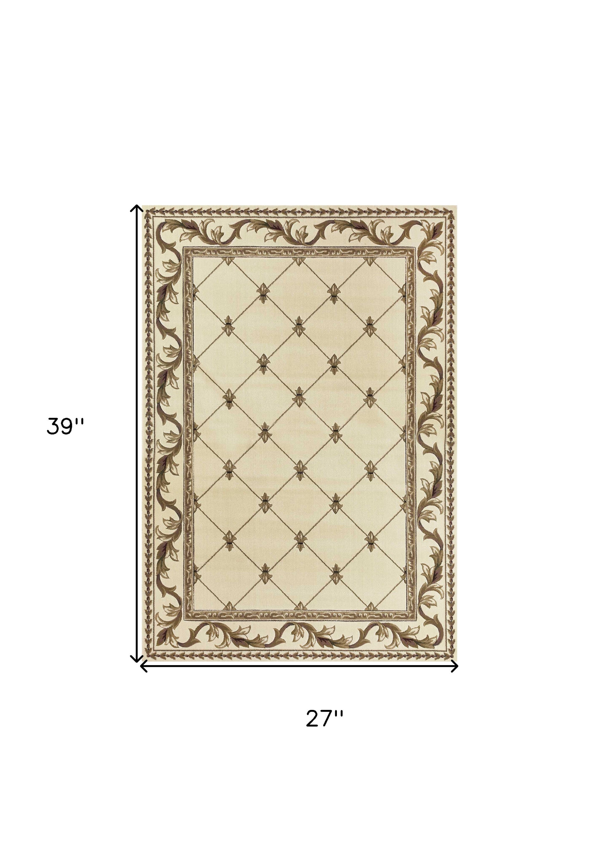 2' X 3' Polypropylene Ivory Accent Rug