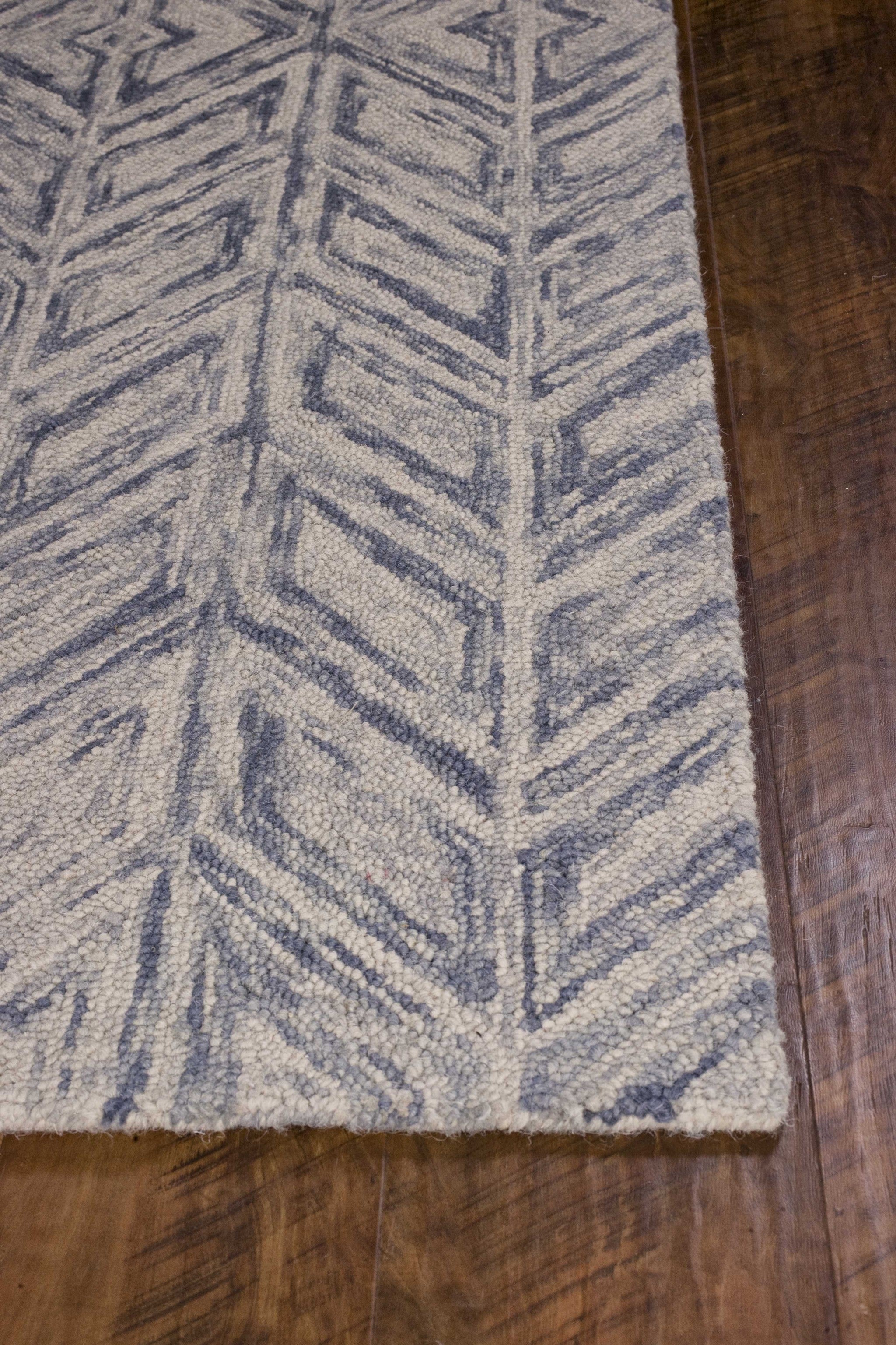 2'X4' Blue Hand Tufted Herringbone Indoor Accent Rug