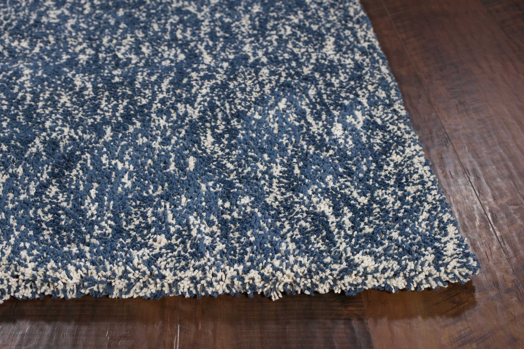 2'X4' Indigo Ivory Heather Indoor Shag Rug