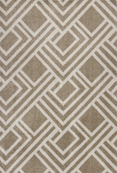 3'X5' Beige Machine Woven Uv Treated Geometric Indoor Outdoor Area Rug