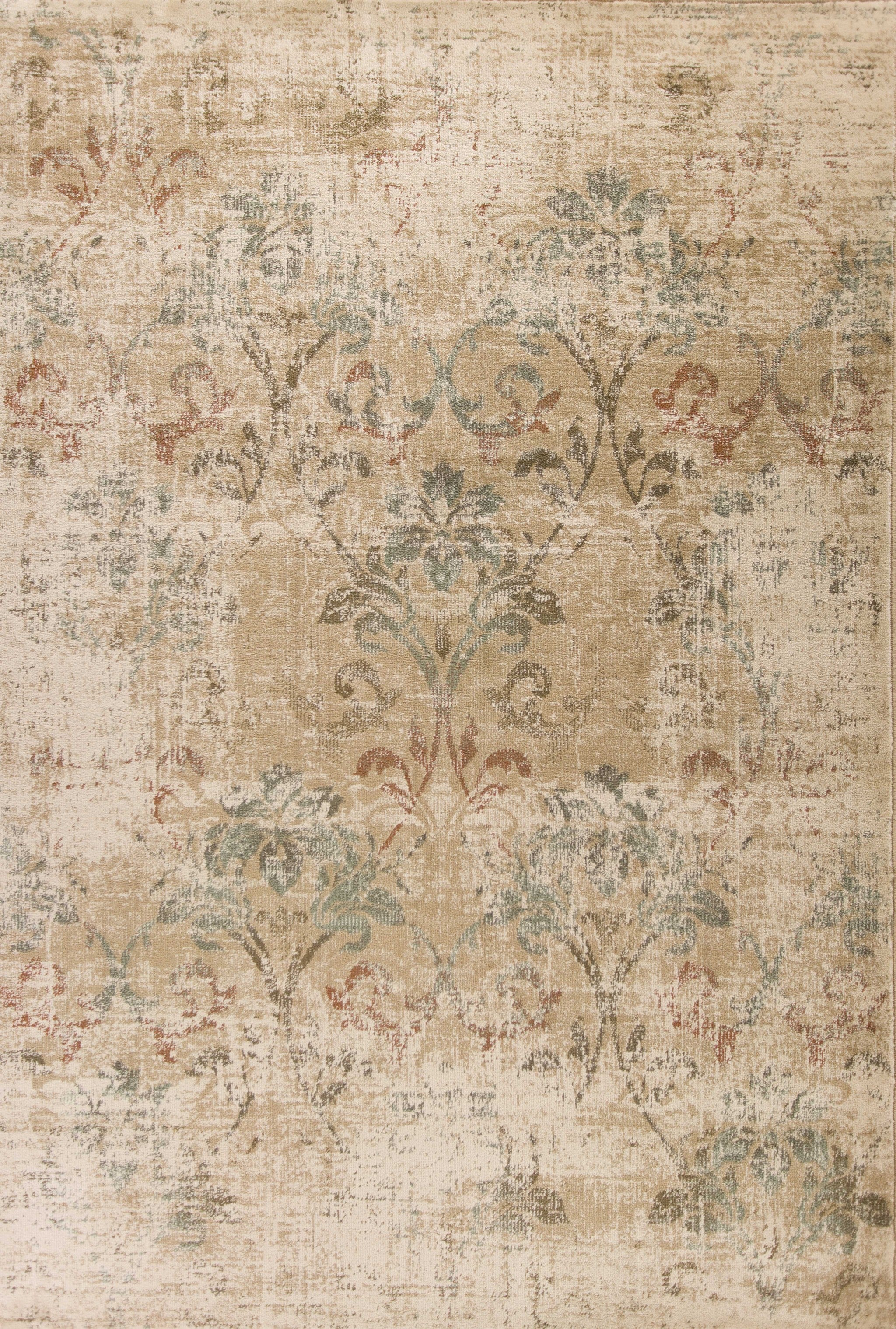 3'X5' Champagne Beige Machine Woven Damask Indoor Area Rug