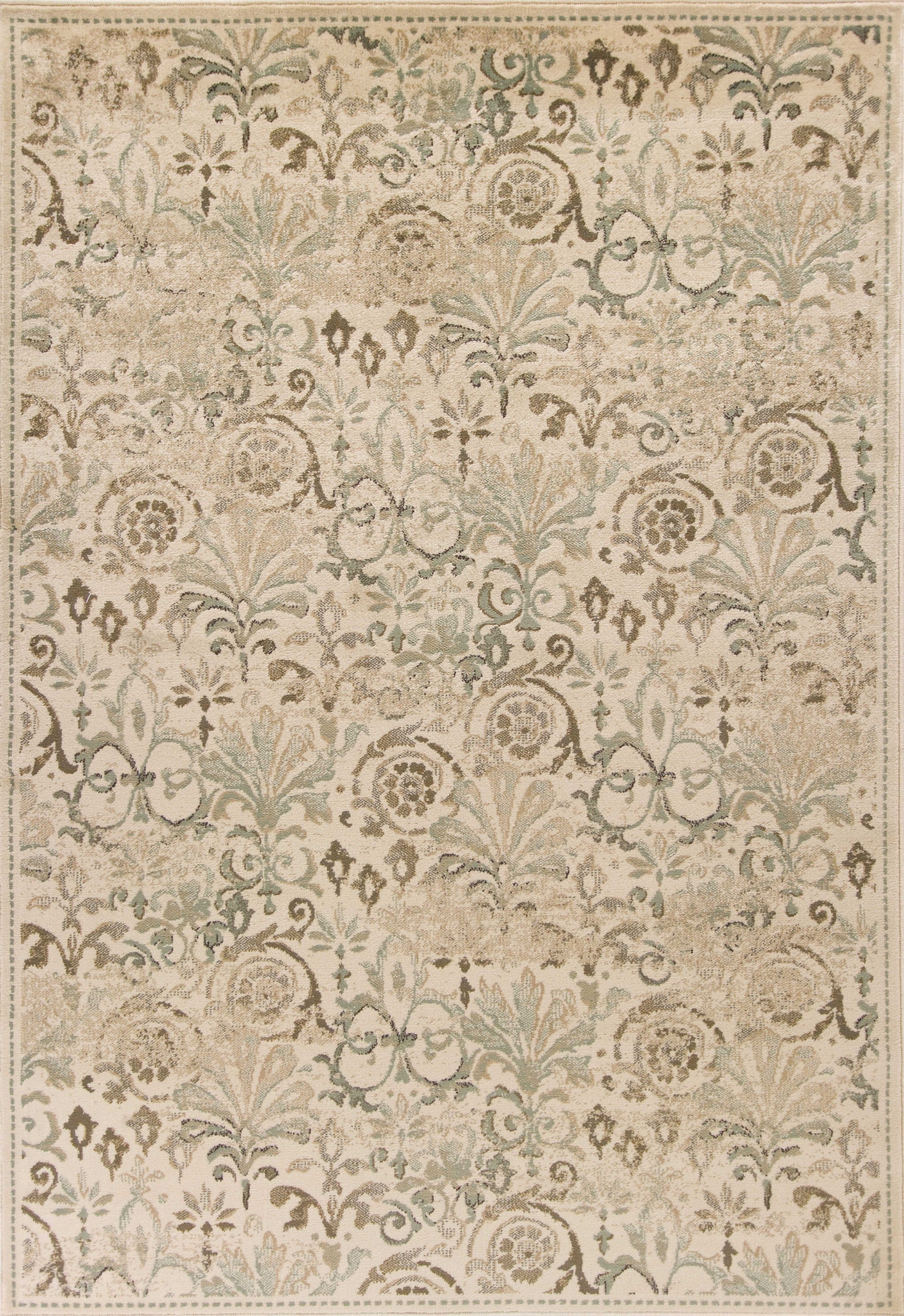 3'X5' Ivory Machine Woven Floral Traditional Indoor Area Rug