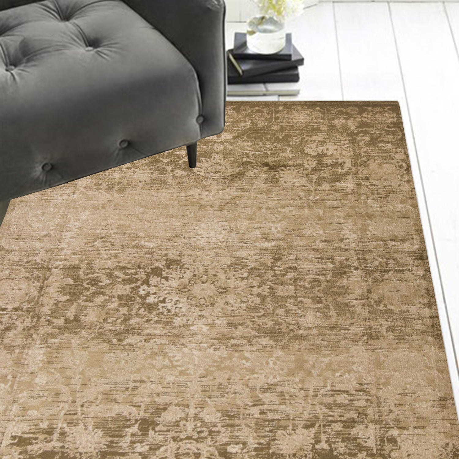 3' X 5' Beige Polypropylene Area Rug