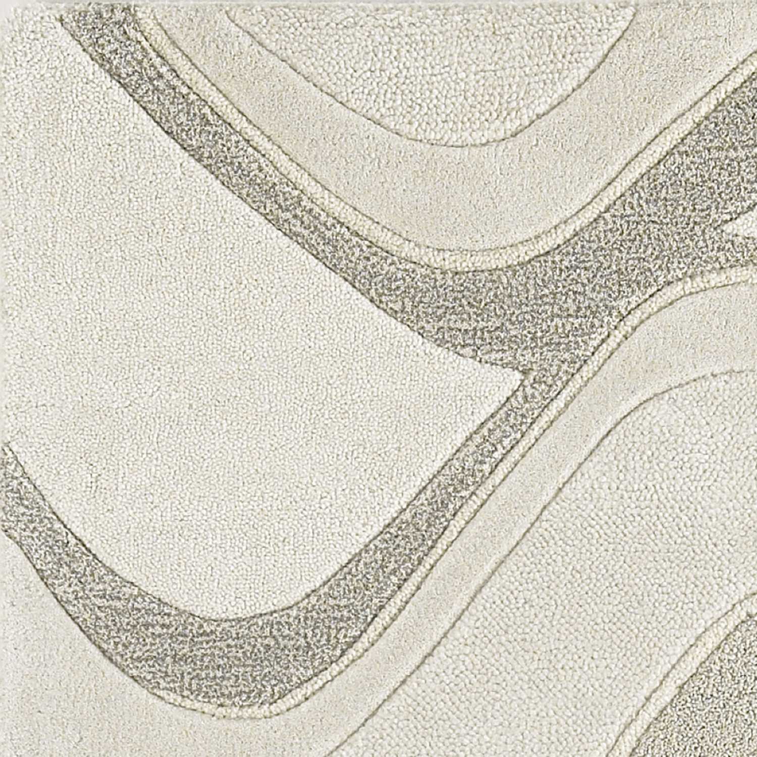 2'X4' Ivory Hand Tufted Abstract Waves Indoor Accent Rug