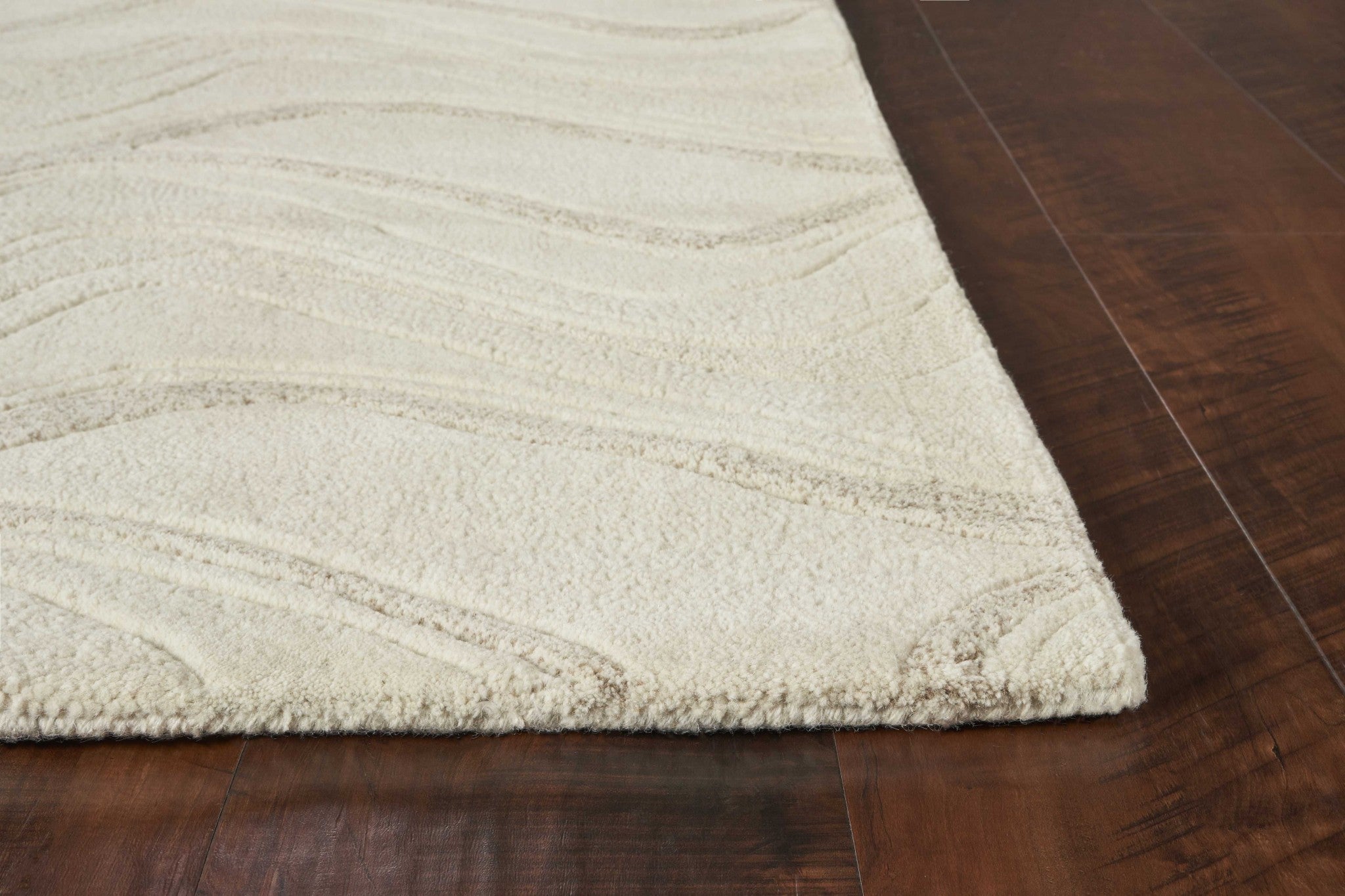 2'X4' Ivory Hand Tufted Abstract Waves Indoor Accent Rug