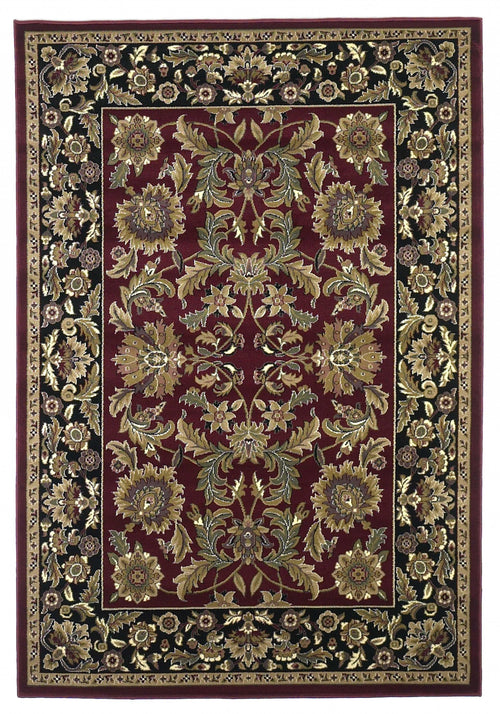 2' X 8' Red Or Black Traditional Bordered Rug