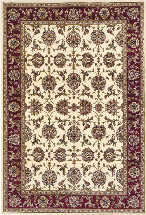 8' Red And Ivory Floral Medallion Runner Rug