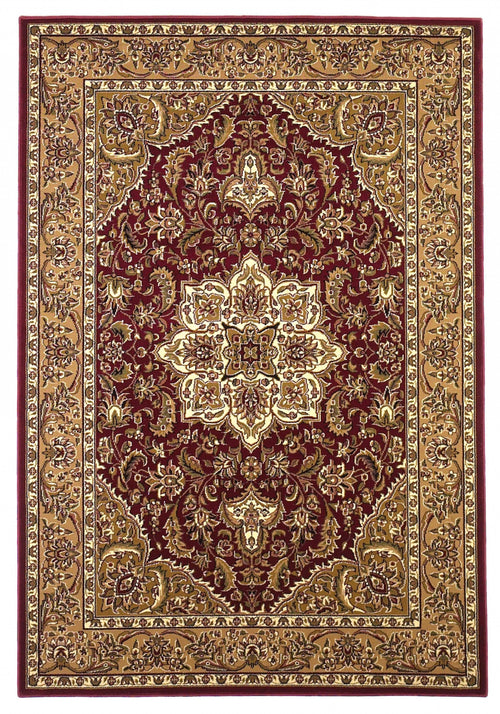 2' X 8' Red Or Beige Medallion Runner Rug