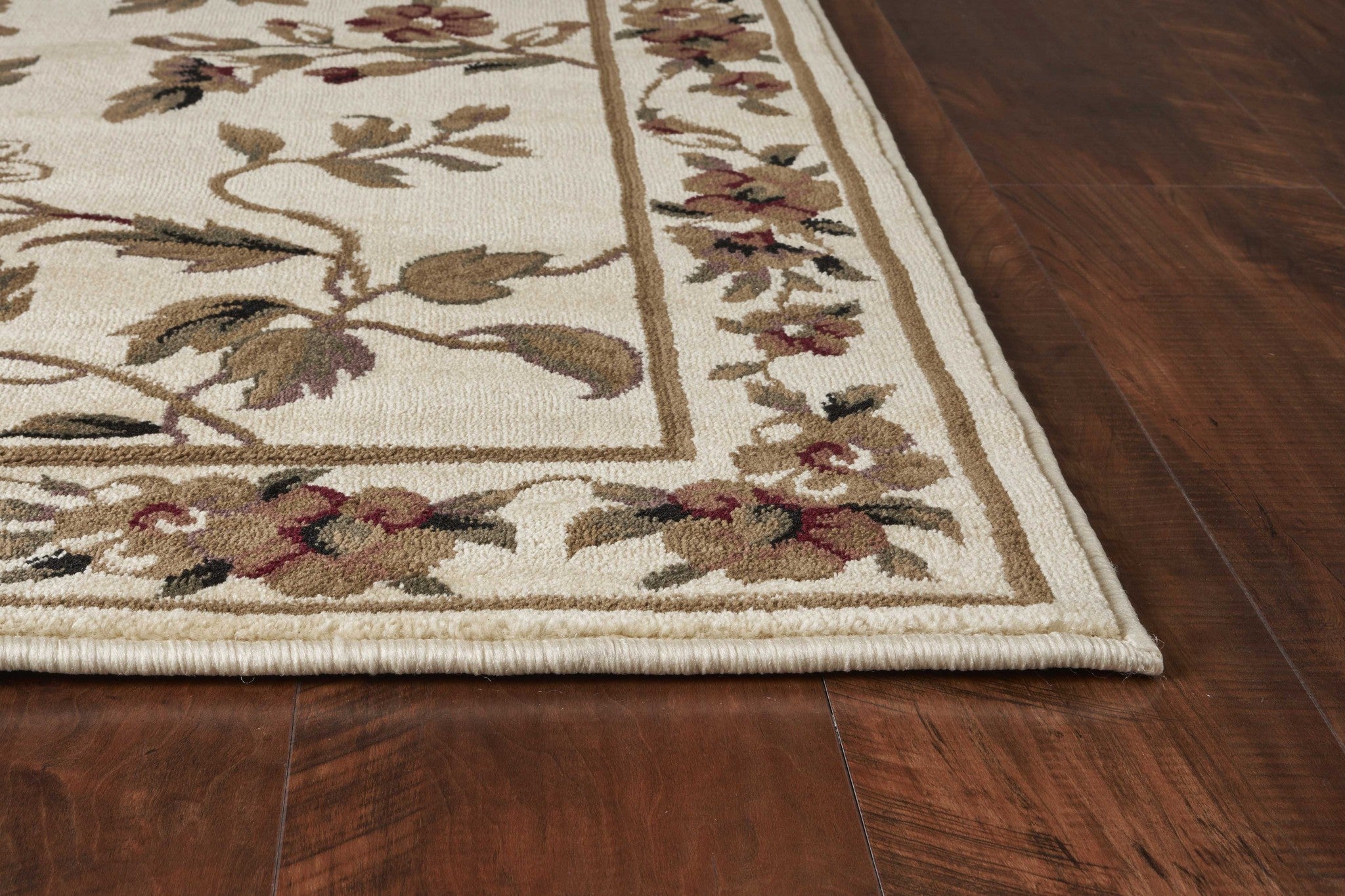 3'X5' Ivory Machine Woven Floral Vines Indoor Area Rug