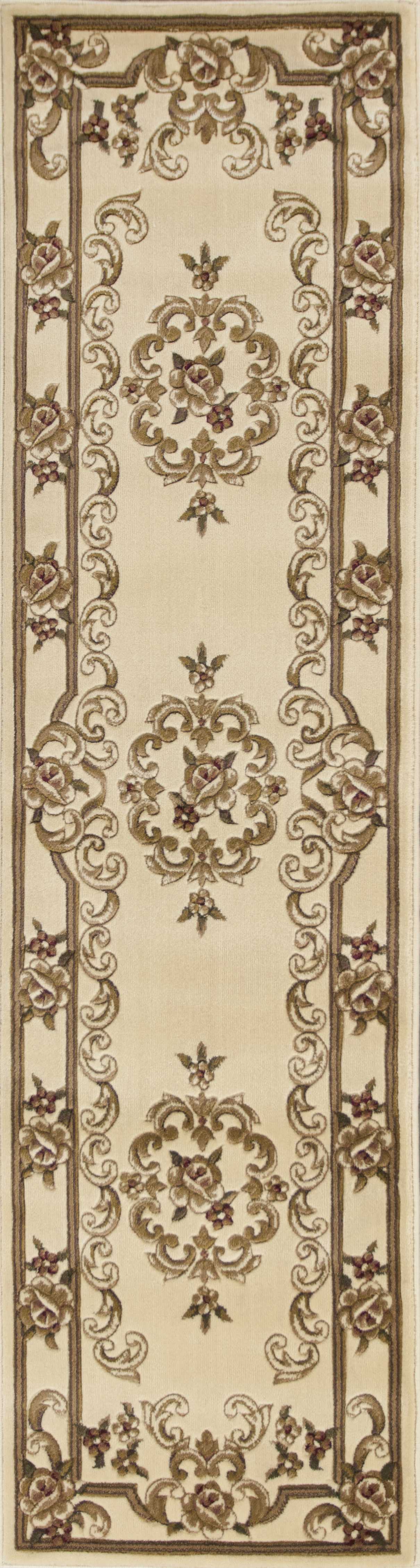 2' X 8' Ivory Medallion Runner Rug