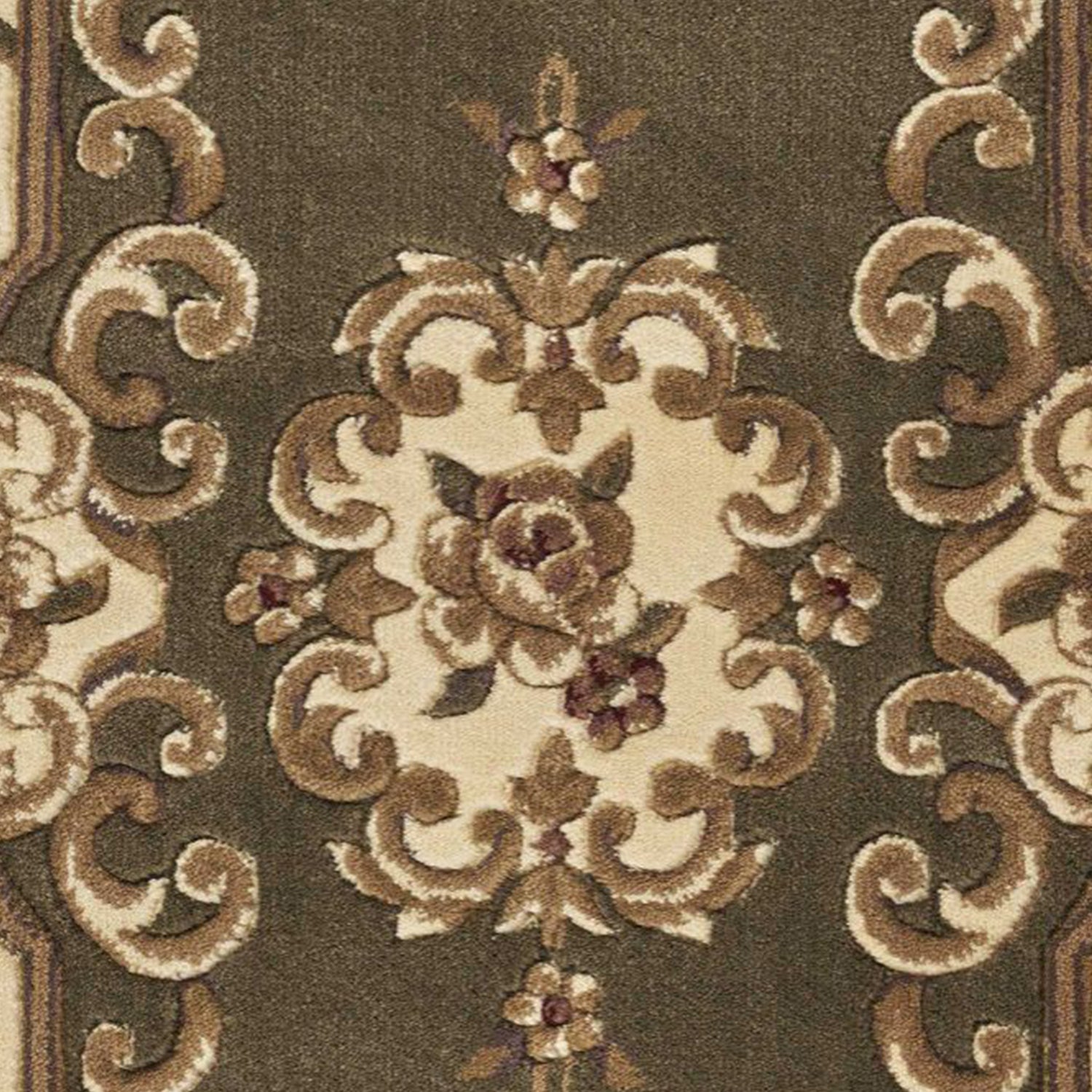 2' X 8' Green Or Ivory Medallion Runner Rug