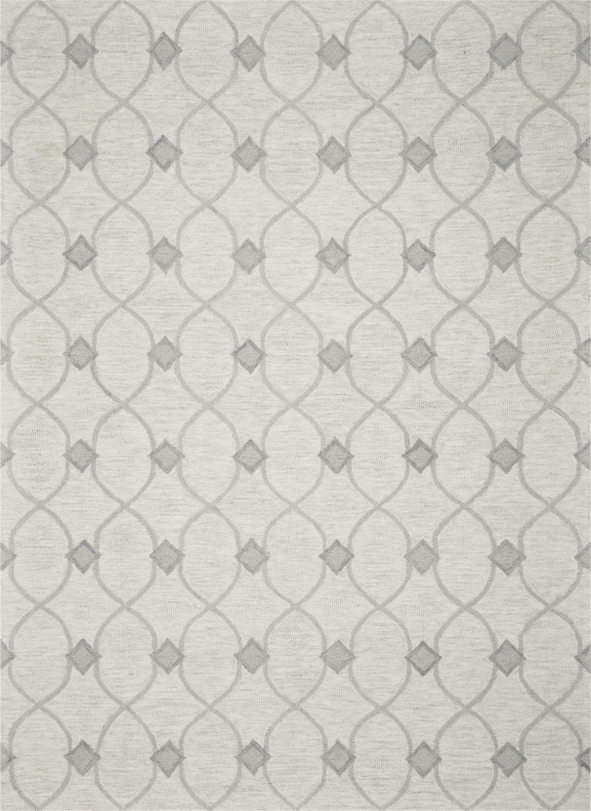 3'X5' Ivory Hand Tufted Ogee Indoor Area Rug