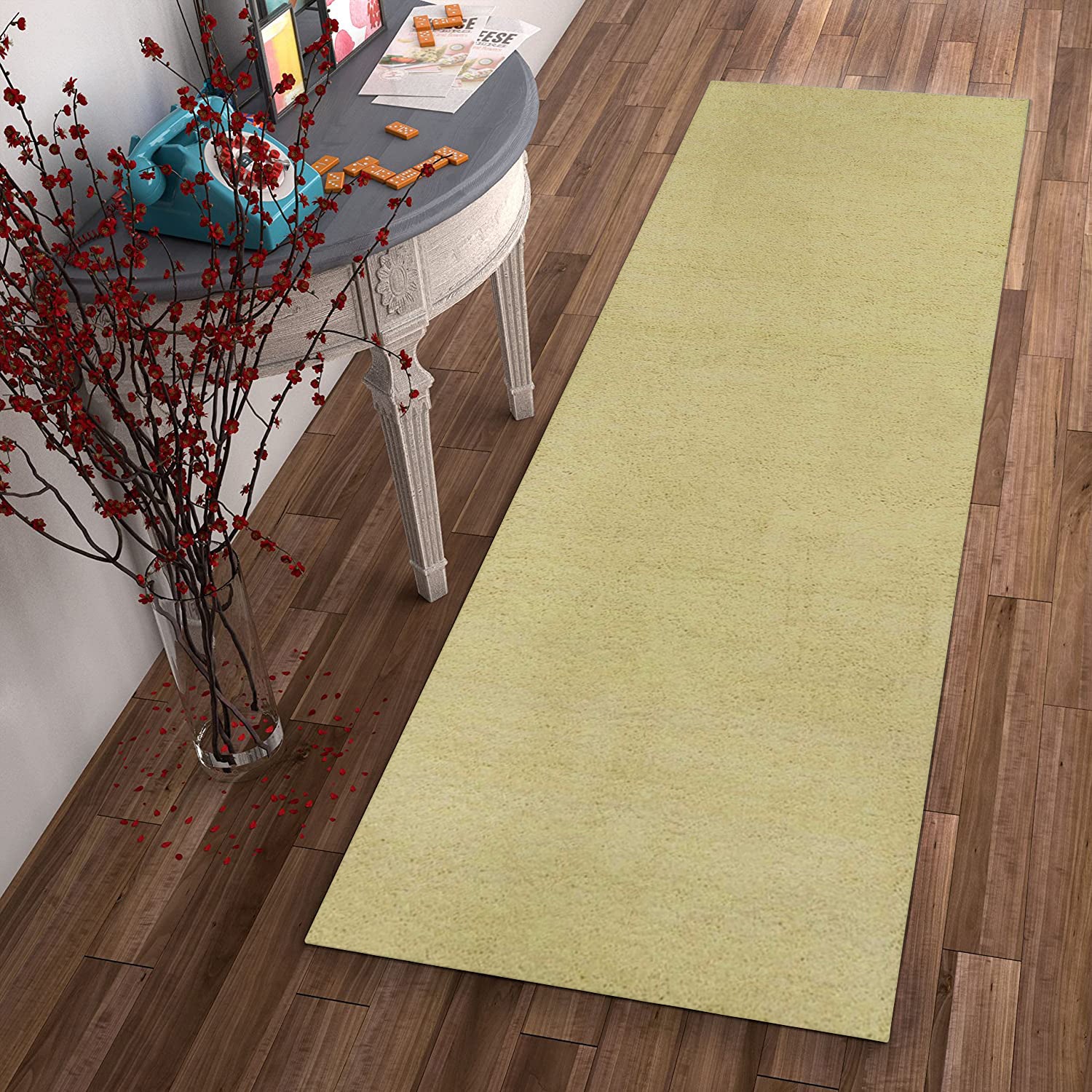 8' Canary Yellow Plain Runner Rug