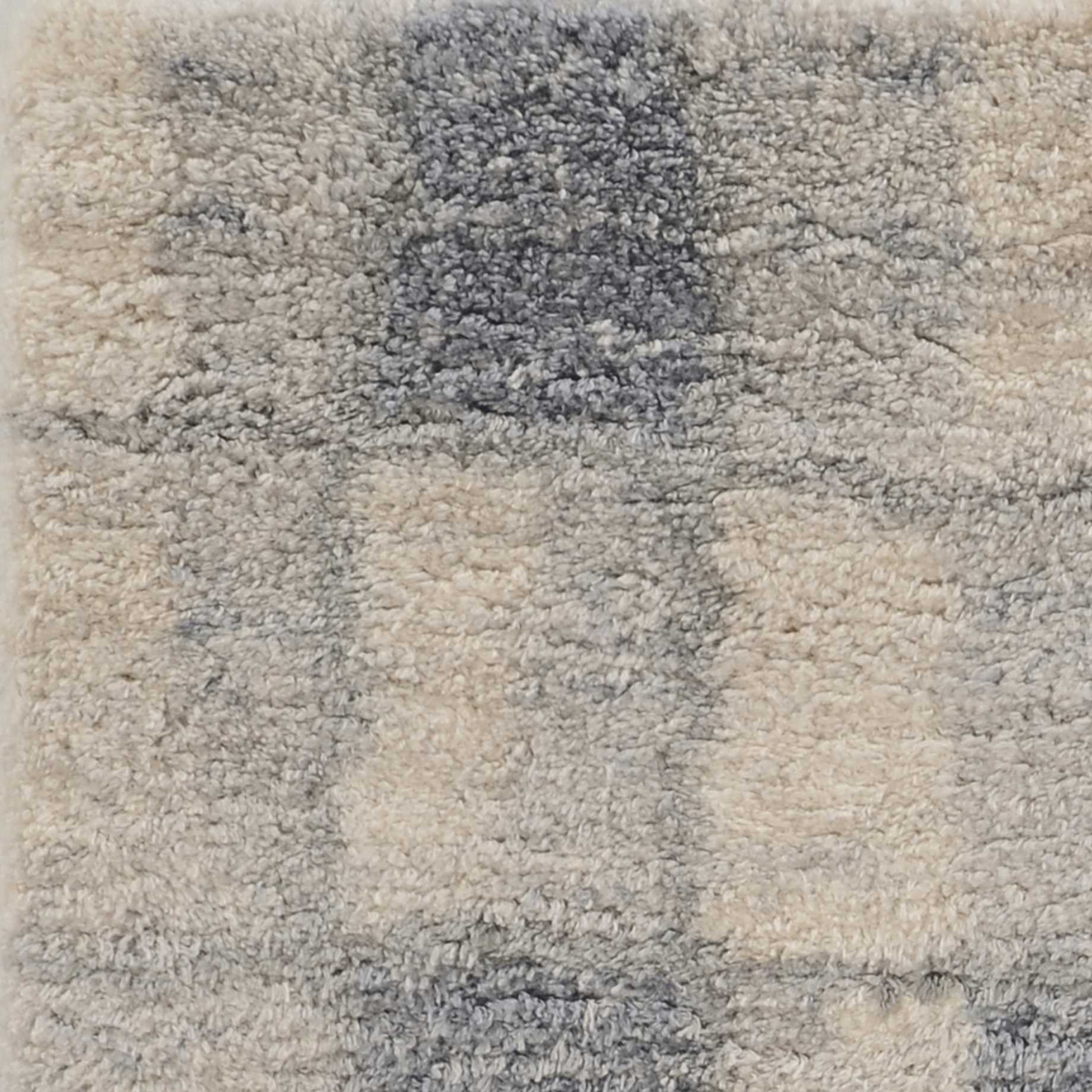 4'X6' Ivory Blue Machine Woven Abstract Blocks Indoor Area Rug