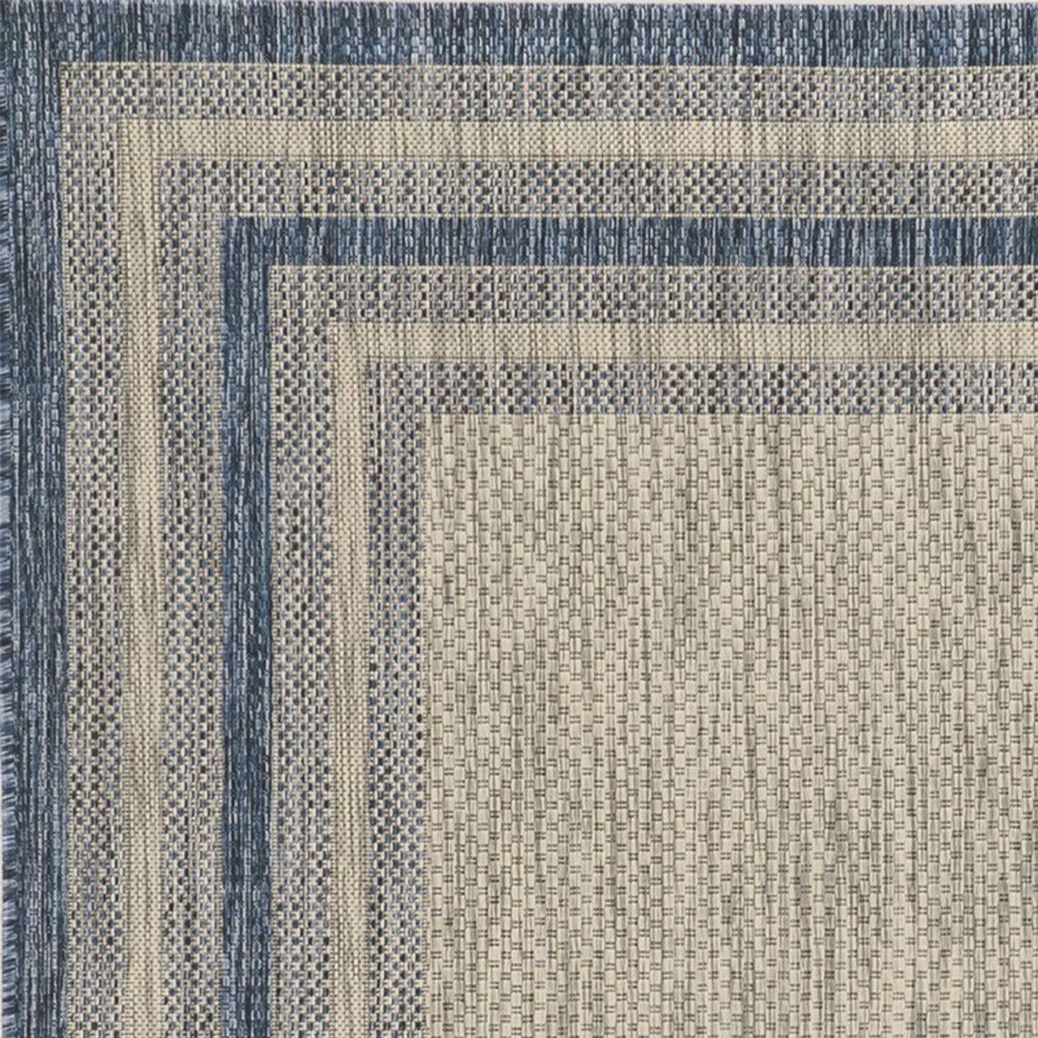 5' X 8'  Grey Or  Denim Bordered Uv Treated Area Rug