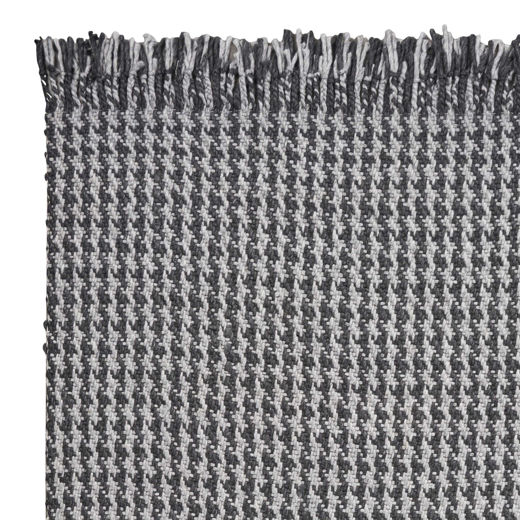 3' X 5' Grey Braided Wool Area Rug With Fringe