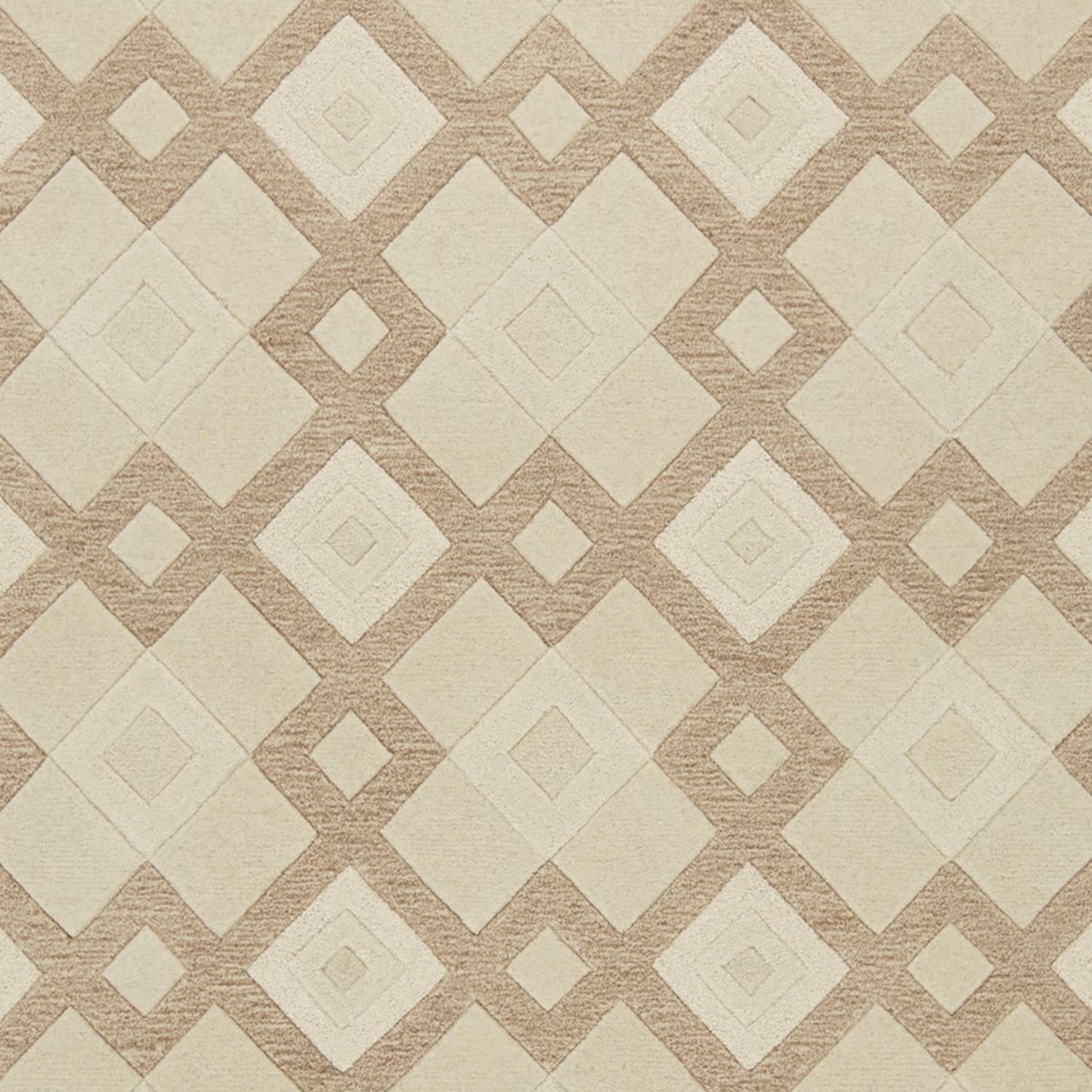 2' X 7' Ivory Diamond Tiles Wool Runner Rug