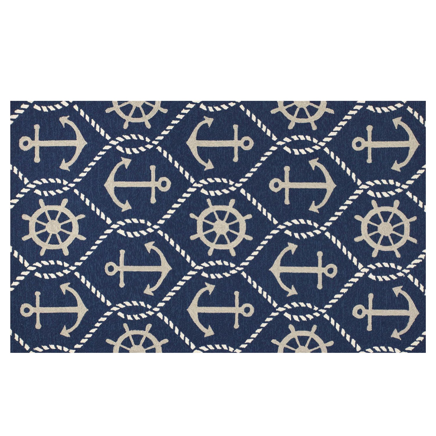 7' Round Uv Treated Polypropylene Navy Area Rug