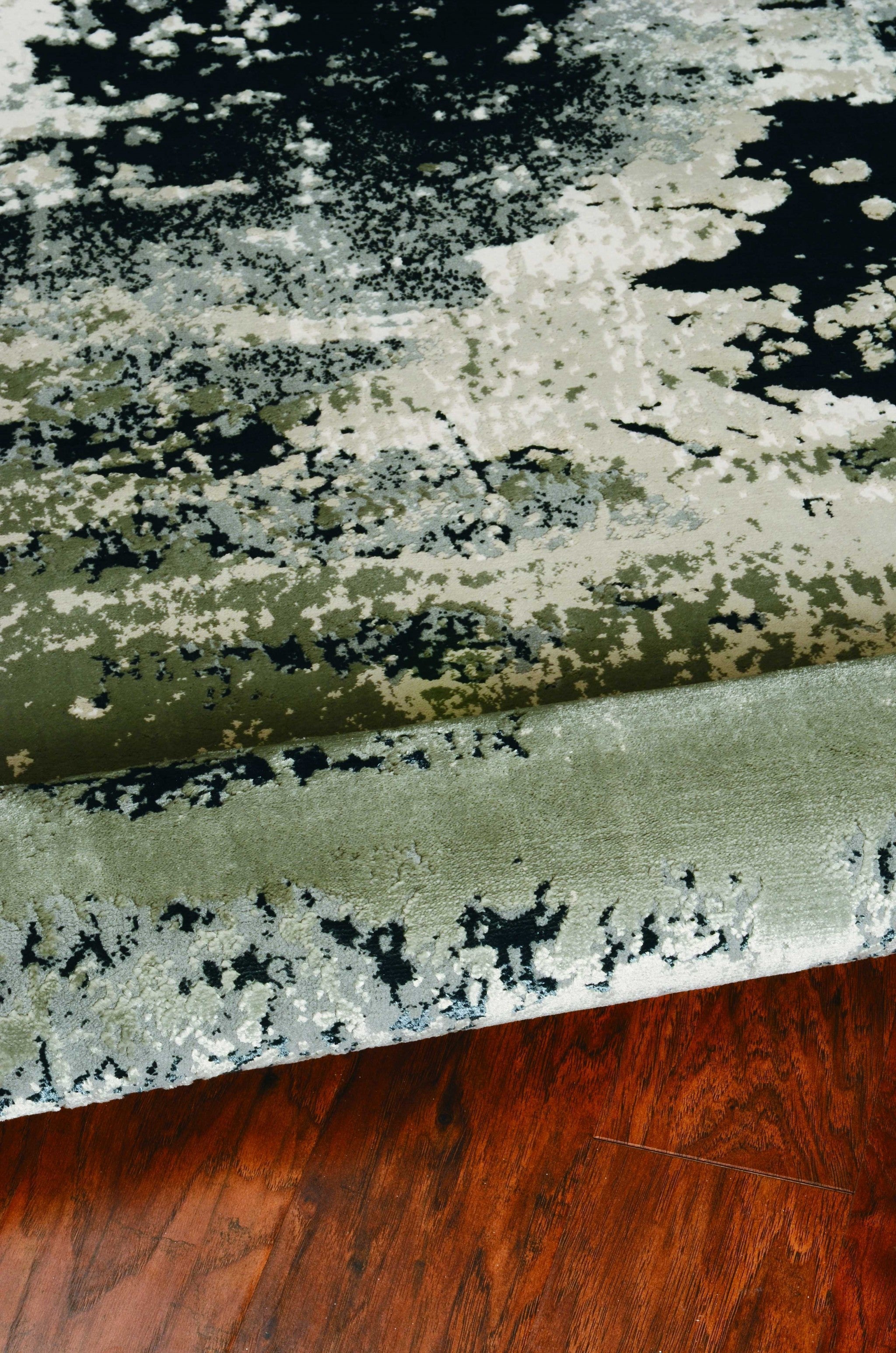 6' X 9'  Polyester Silver Charcoal Area Rug