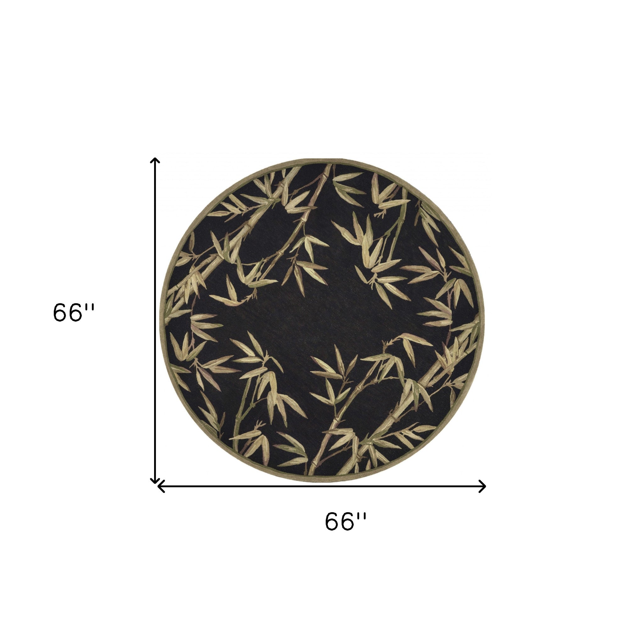 5' Round  Wool Black Area Rug