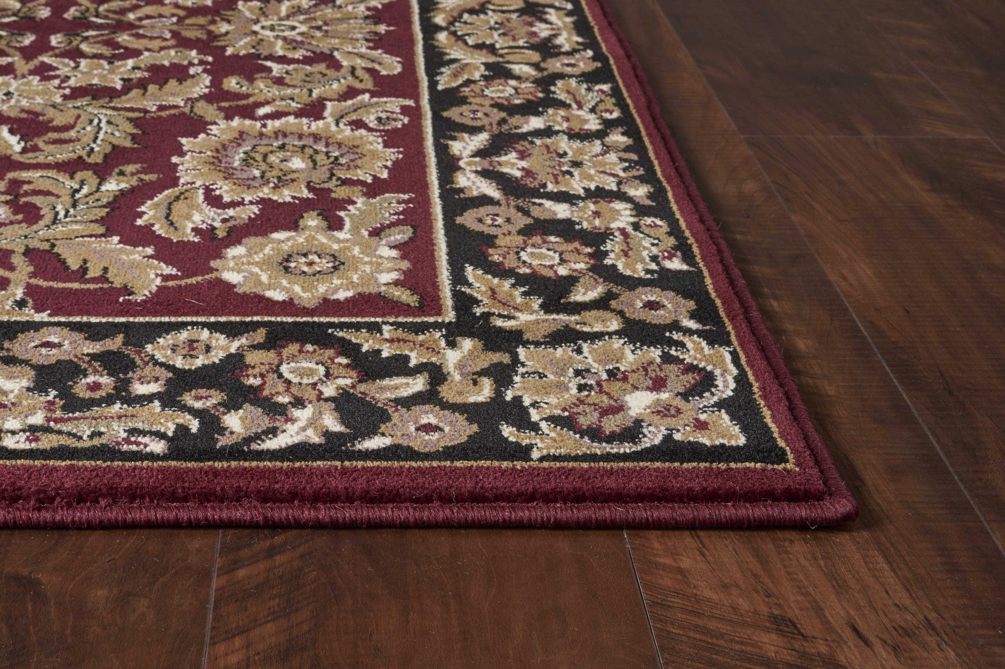 8'X11' Red Black Machine Woven Floral Traditional Indoor Area Rug