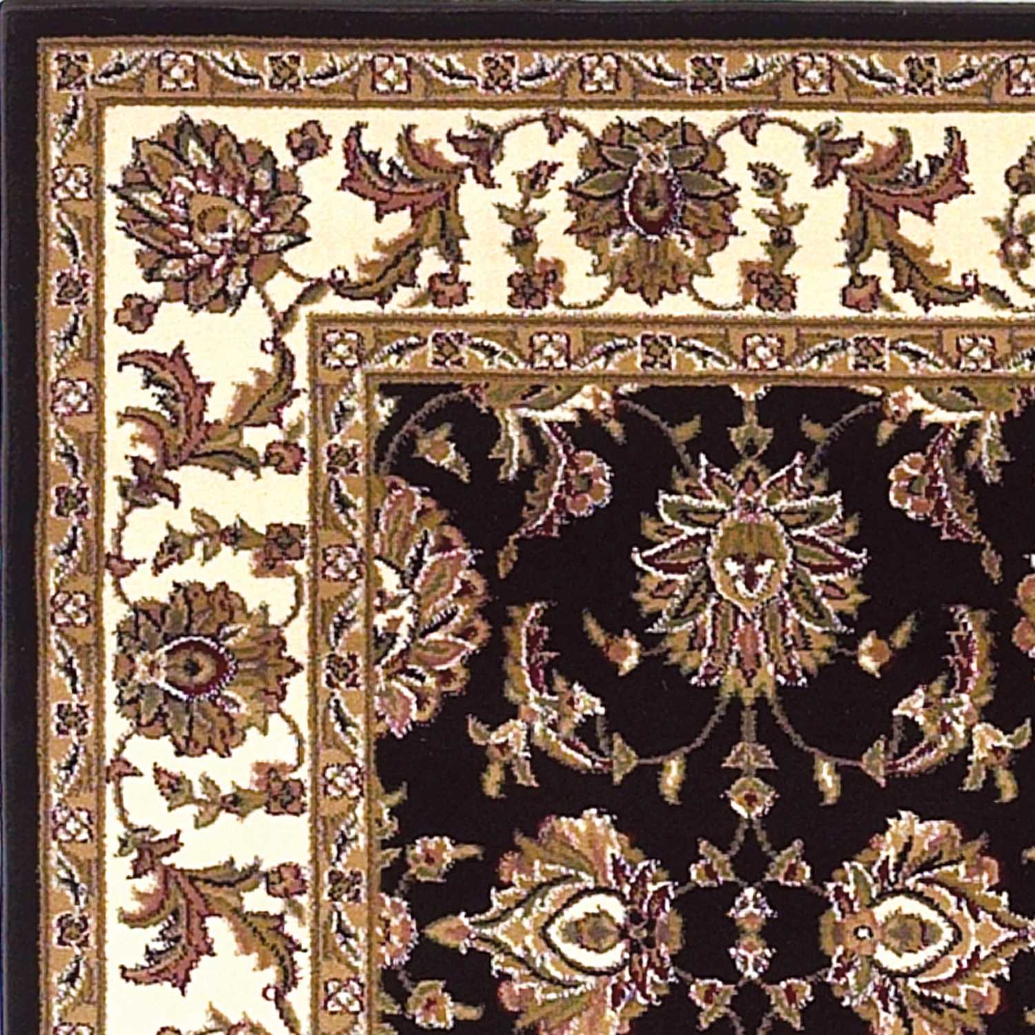 8'X11' Black Ivory Machine Woven Floral Traditional Indoor Area Rug