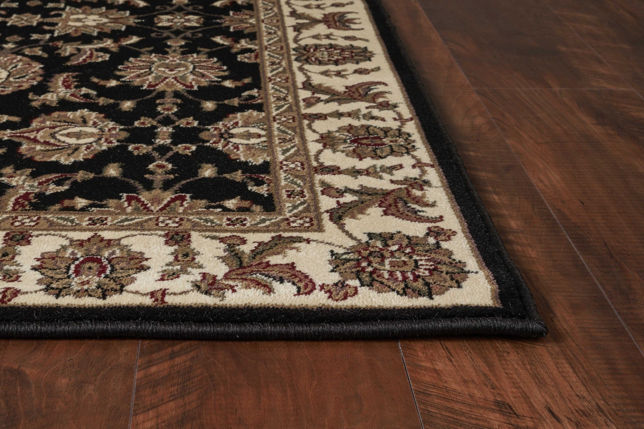 8'X11' Black Ivory Machine Woven Floral Traditional Indoor Area Rug