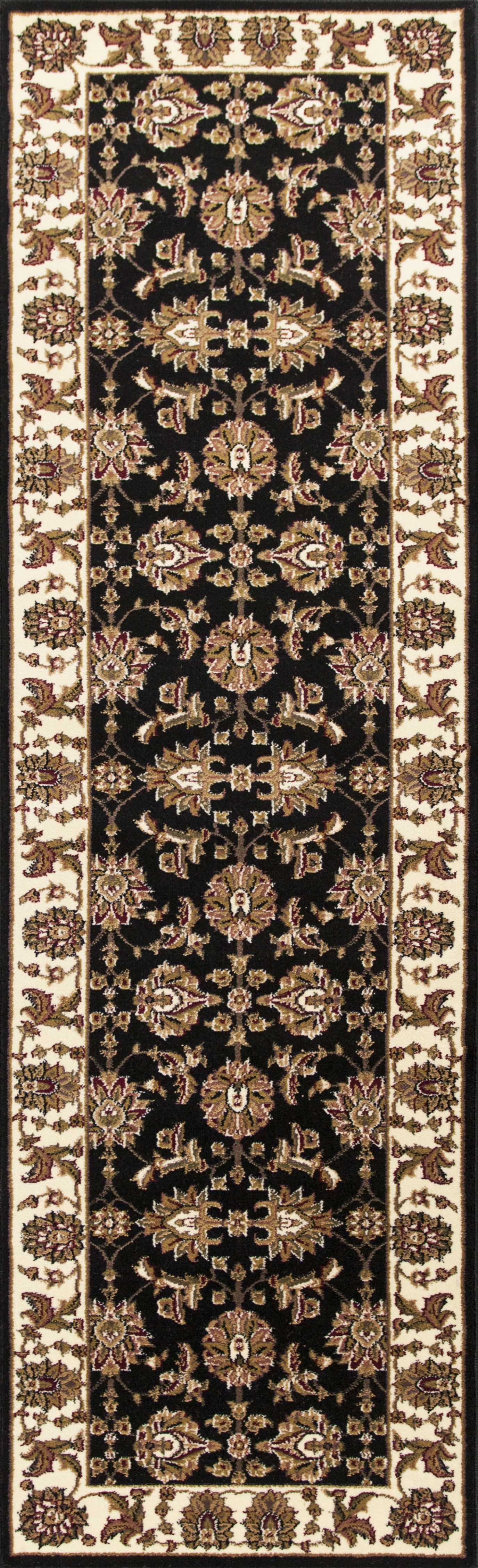 8'X11' Black Ivory Machine Woven Floral Traditional Indoor Area Rug