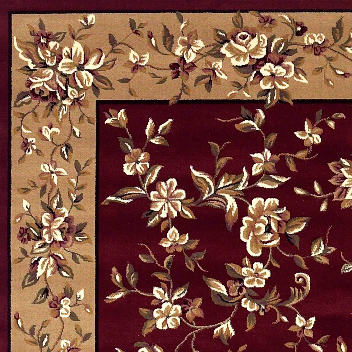 8'X11' Red Beige Machine Woven Floral Traditional Indoor Area Rug