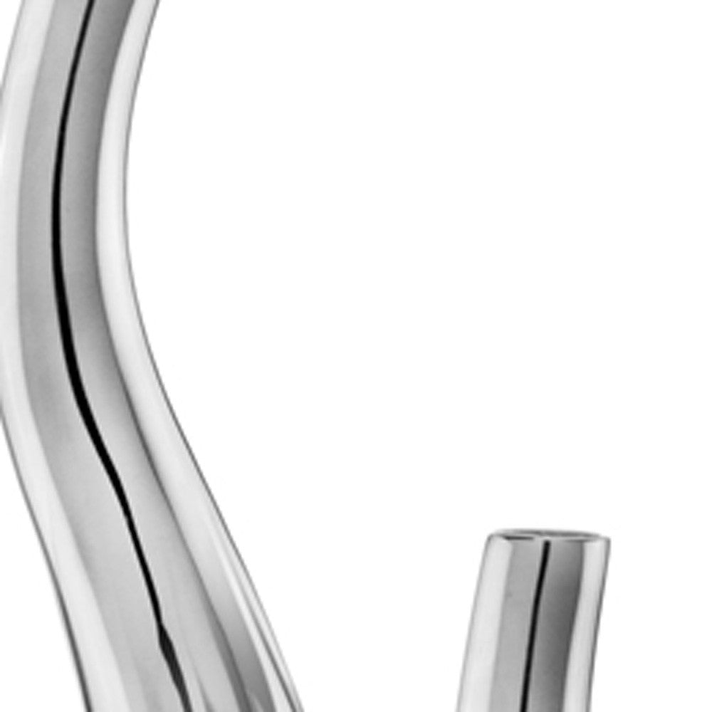 Set Of 2 Modern Tall Silver Squiggly Vases