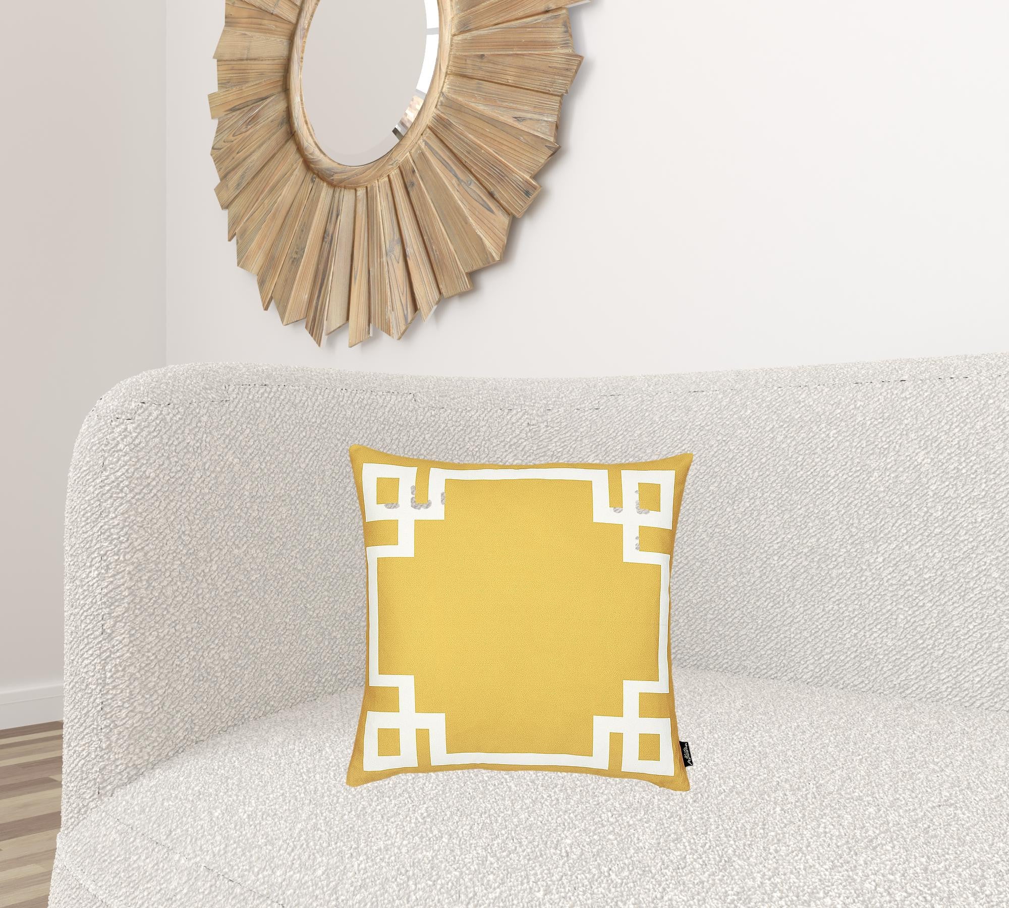 Yellow And White Geometric Decorative Throw Pillow Cover