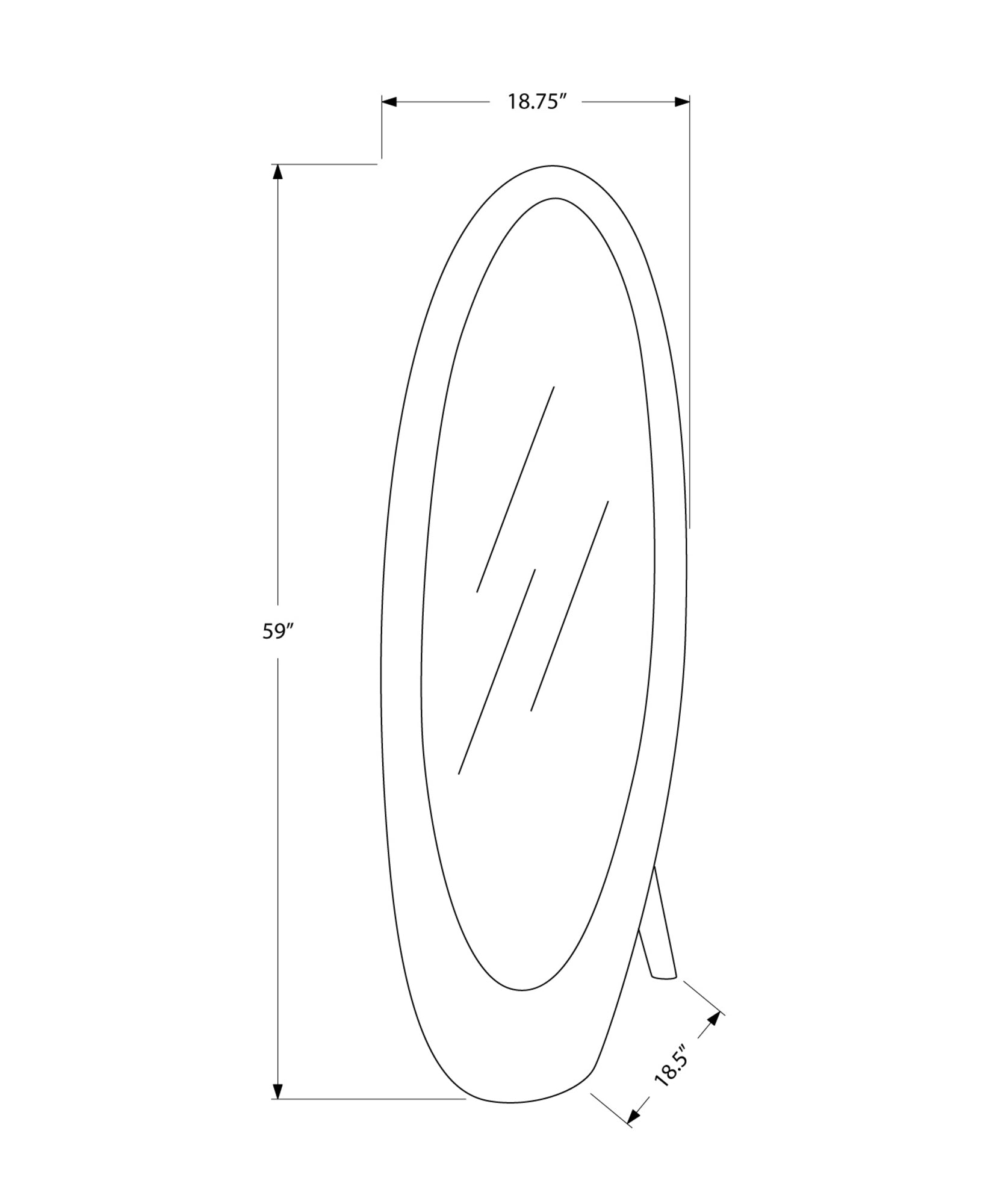 Gray Oval Cheval Standing Mirror