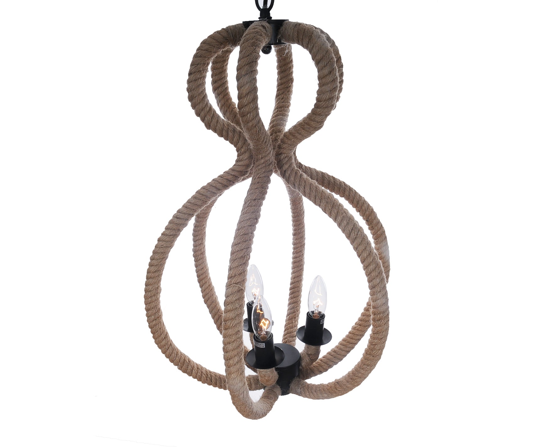 15" X 15" X 47.5" 3 Bulbsrope  Pendant Lamp