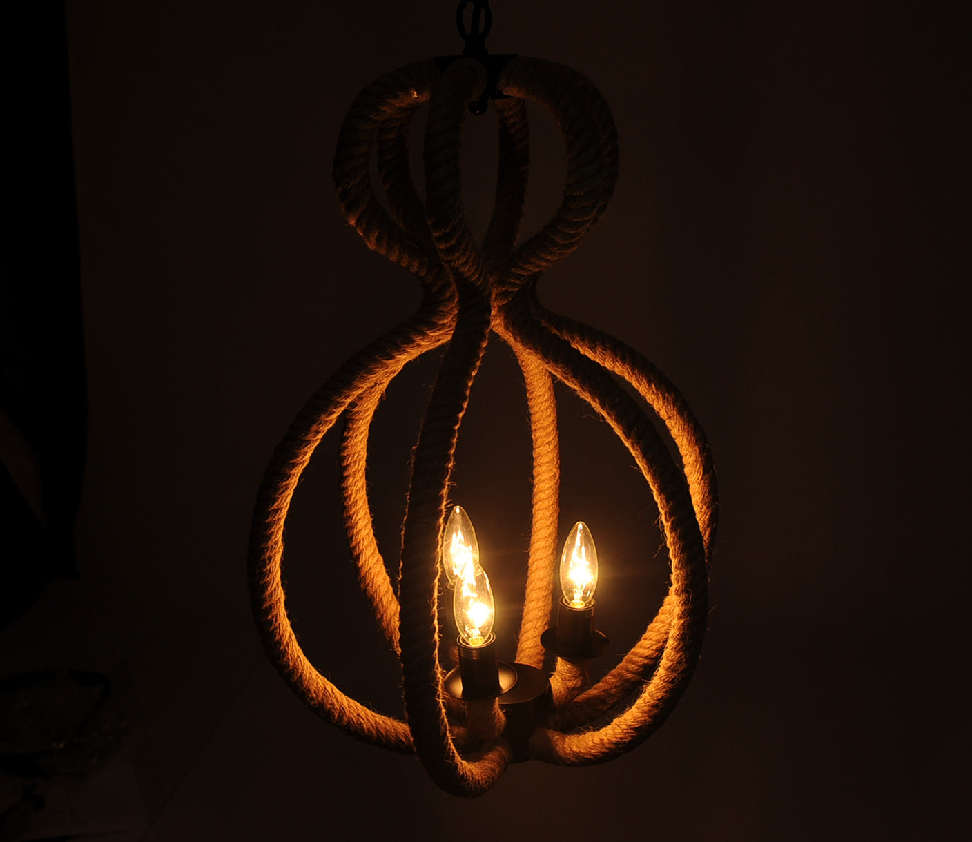 15" X 15" X 47.5" 3 Bulbsrope  Pendant Lamp