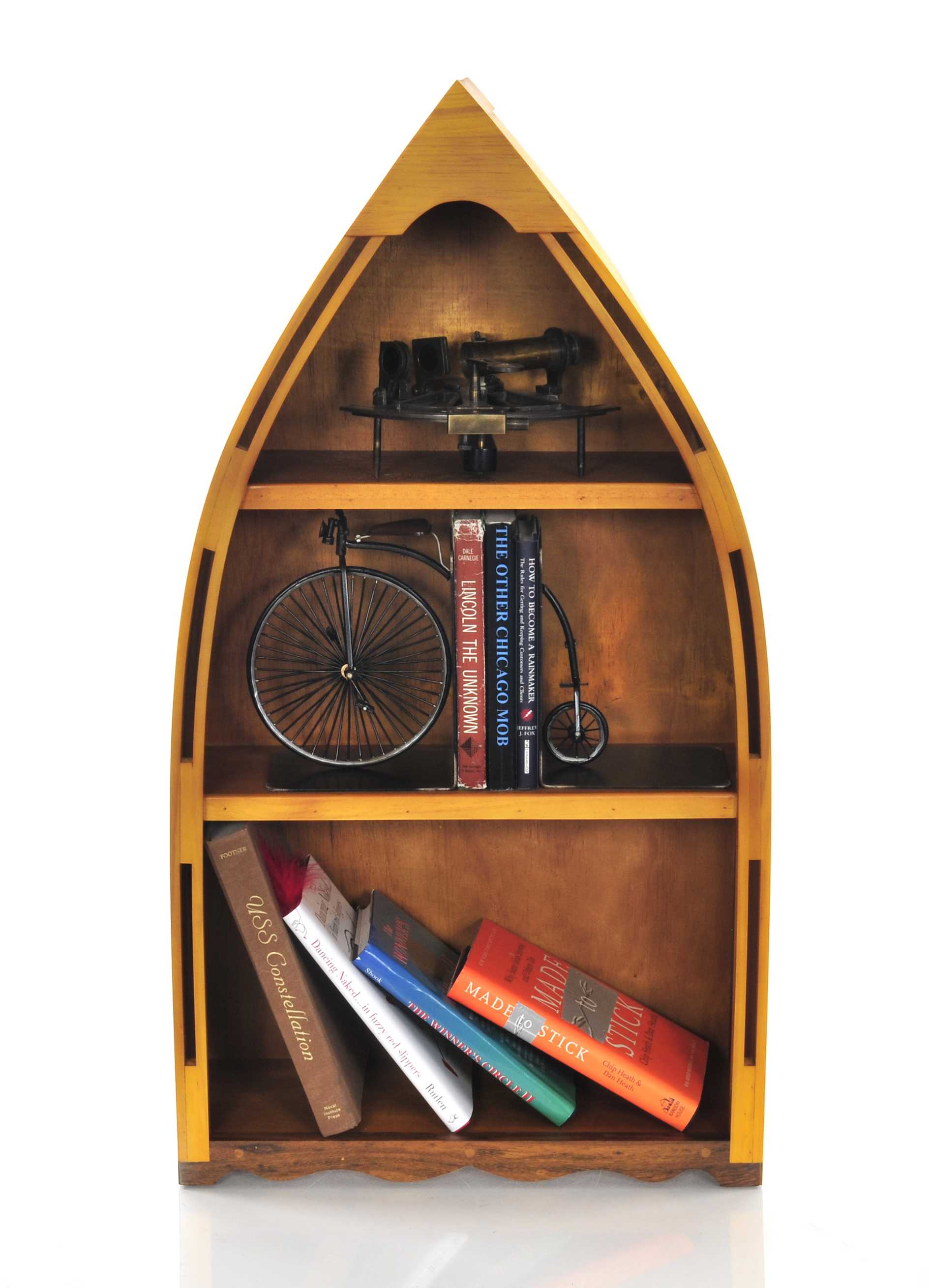 7" X 18.5" X 34.3" Wooden Canoe Book Shelf Small