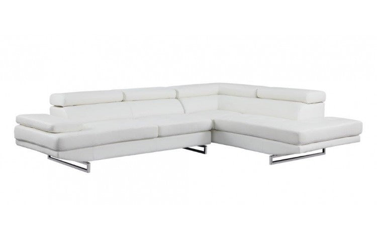 White Leather L Shaped Two Piece Corner Sectional