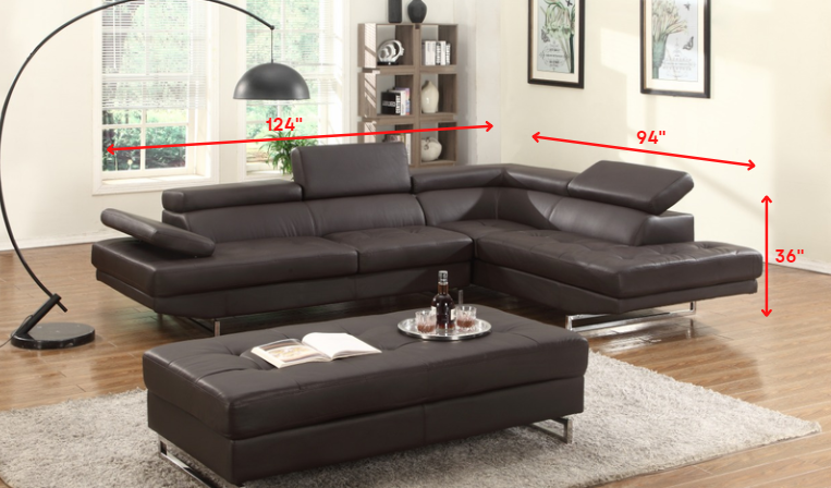 124" X 94" X 36" Brown Sectional Raf