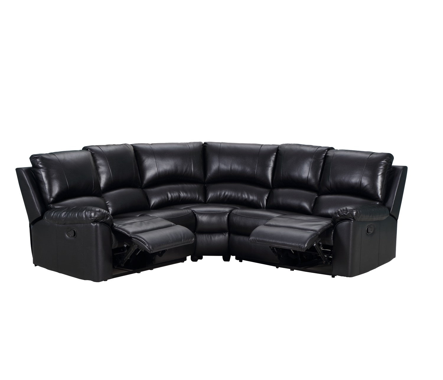 Black Faux Leather Power Reclining L Shaped Corner Sectional