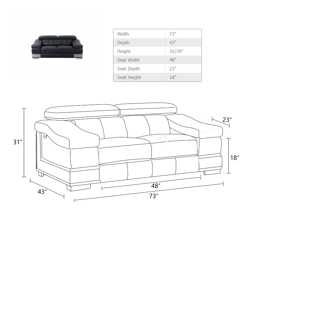 16".5 X 86" X 62" Black  Sofa Love