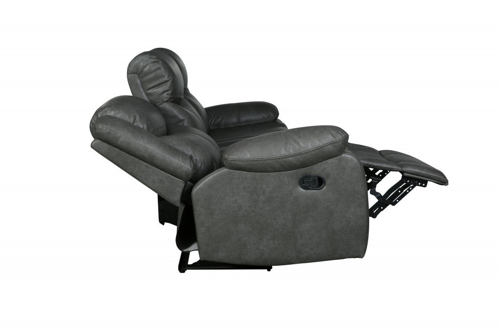 Modern Soft Gray Faux Leather Reclining Sofa