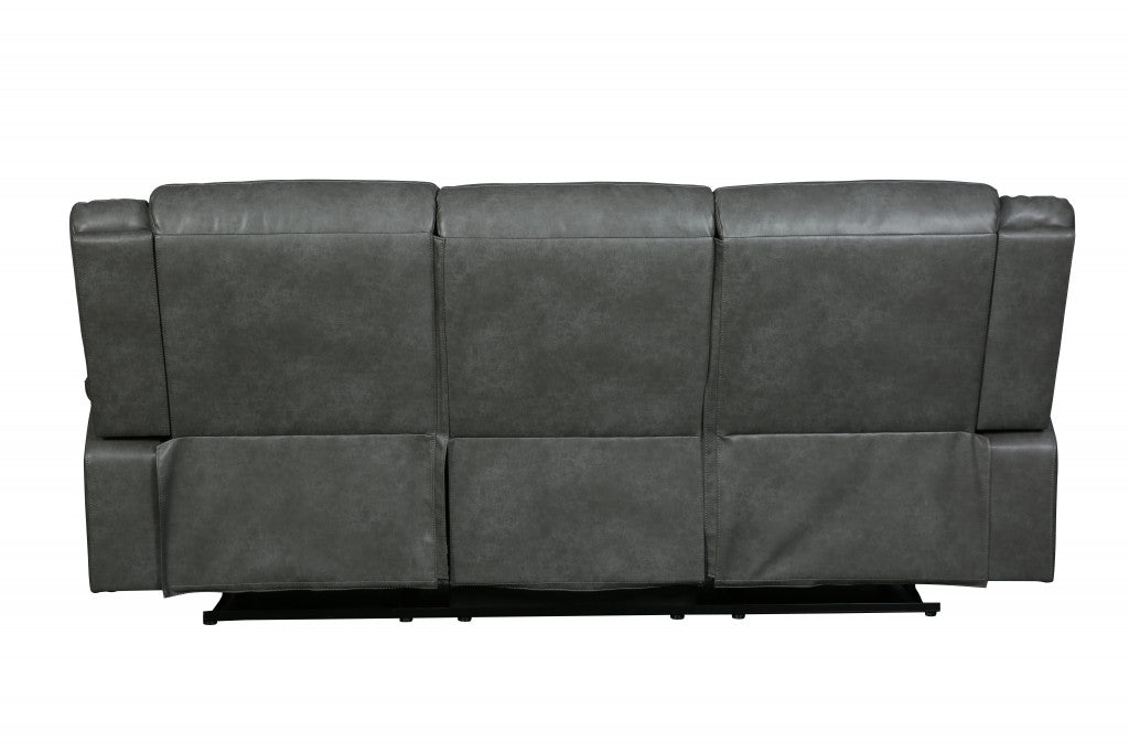 Modern Soft Gray Faux Leather Reclining Sofa