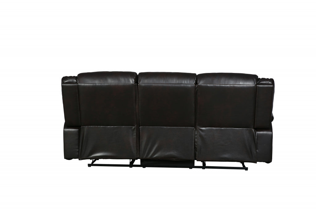 Modern Soft Brown Faux Leather Reclining Sofa