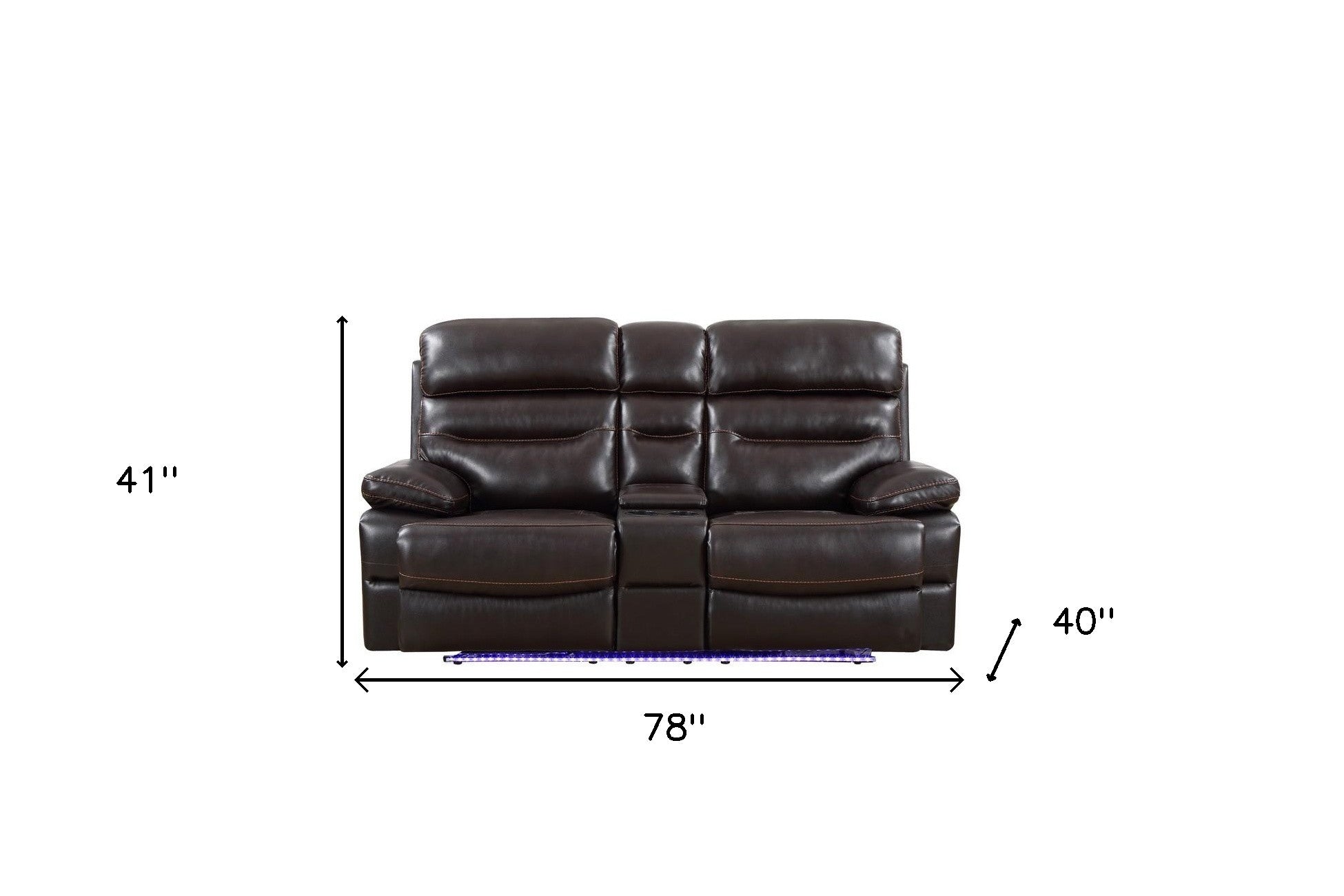 78" Brown and Black Leather Match Power Reclining Love Seat