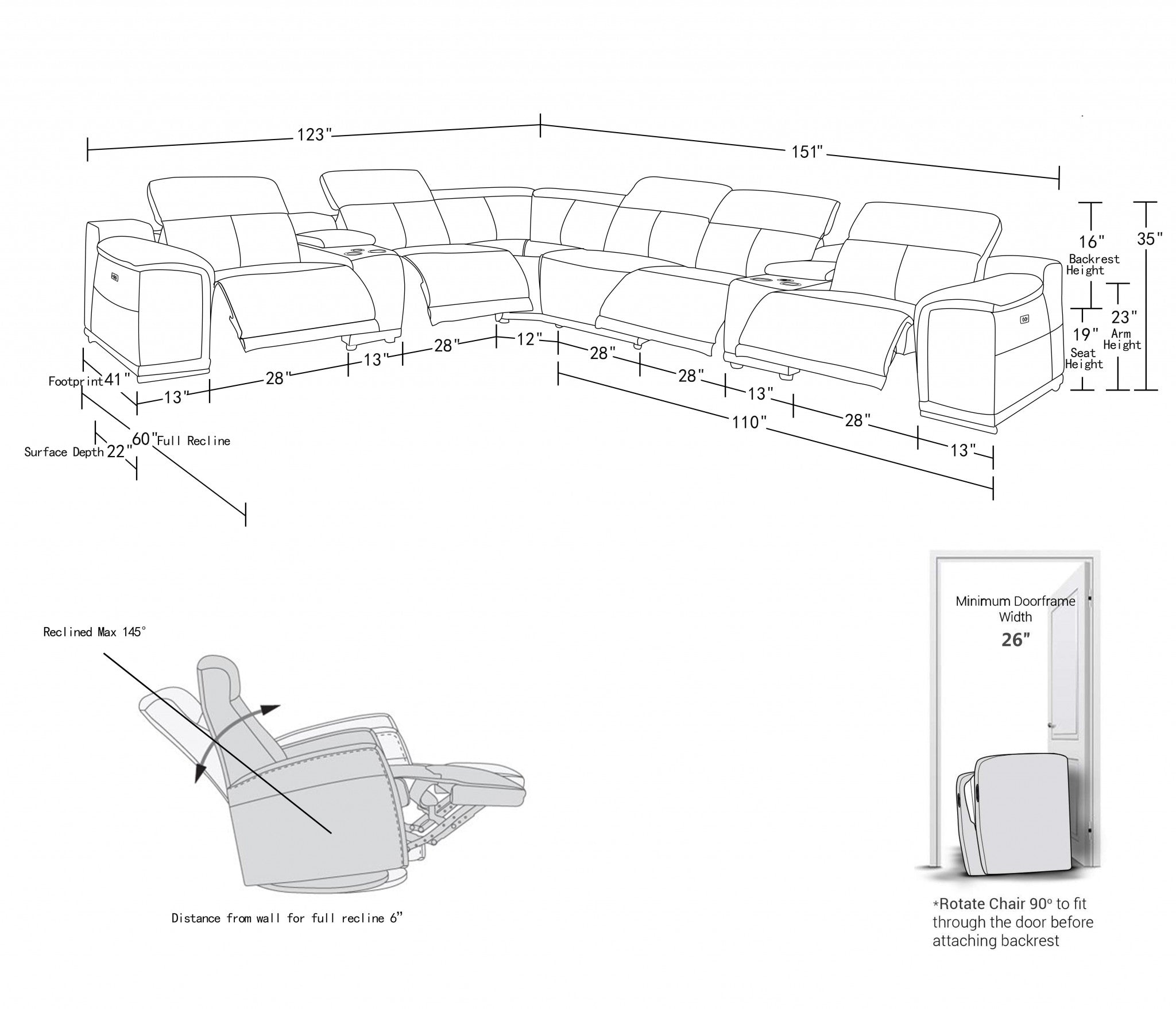 Camel Italian Leather Power Reclining U Shaped Eight Piece Corner Sectional With Console