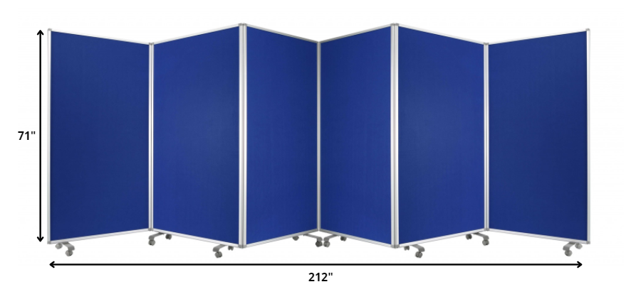 212 X 1 X 71 Blue Metal 6 Panel Screen